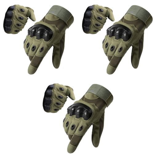 Optifit® Riding Gloves for Bike Motorcycle with Touch Screen Full Finger Hard Case Protective Anti-Slip Motorbike for Cycling Hiking Climbing Lumbering L 3 PCS