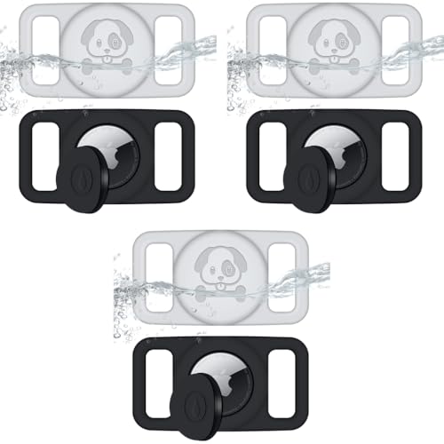 ZORBES® for AirTag Silicone Holder Dog Collar Pet Protector Cute Embossing Weather Proof Anti-Lost Dual Grips Bag Luggage 3PCS