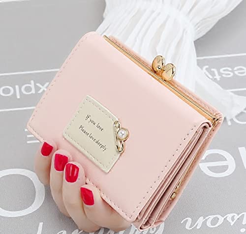 PALAY® Womens Wallet Ladies Purse PU Leather Short Small for Women with Multiple Card Slots and Holders Pink 2 PCS