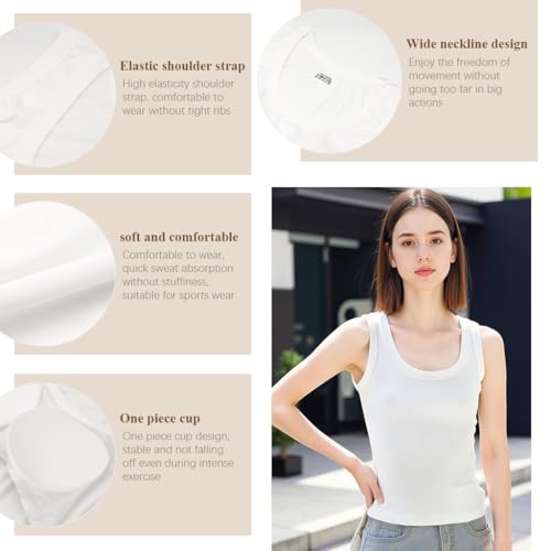 SANNIDHI® Tank Tops for Women Stylish with Shelf Bra Casual Shirts Racerback Basic Cami Tanks Shirt Cotton Undershirt for Yoga, Workout, Pilates, XL