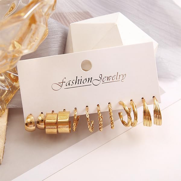SANNIDHI Hoop Earrings for Women featuring 15mm Hollow Encarved Round Design in Golden Color