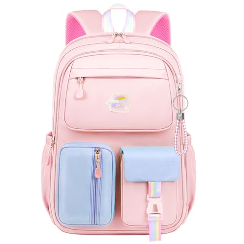 PALAY® School Backpack for Girls Fashion Pink Large School Bag Book Bag for Schoolgirls Lightweight School Backpack New School Backpack School Gift for School Girls 8-12 Years Old
