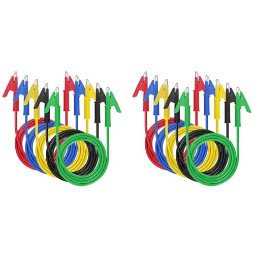 Serplex® 10PCS Crocodile Clip Wires 15A Test Lead Wire Cable With Insulators 3.3 Ft 1M Alligator Dual Ended For Electrical Testing Multicolor
