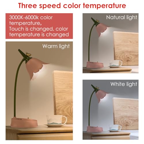 ELEPHANTBOAT® Desk Lamp for Children,Sky Dimmable LED Table Lamp with 3 Colour Temperatures,USB Bedside with Touch Sensor and Flexible Arm Girls' Desk for Reading Learning