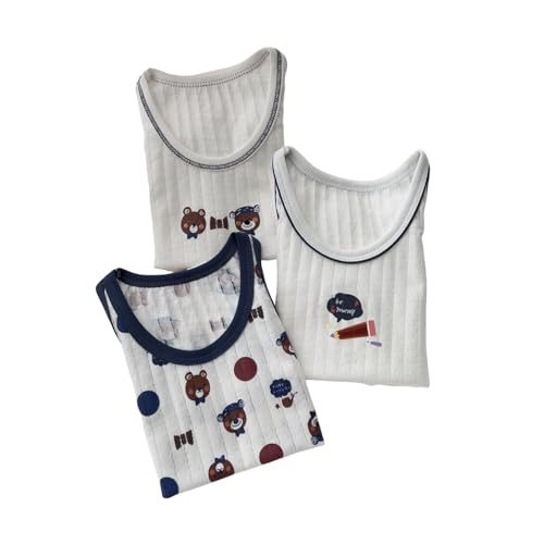 SNOWIE SOFT® 3pcs Toddler Boys Tank Tops Boys' Summer Cotton Vests for Ages 2-3, Sleeveless, Breathable Sweat Vest with Soft Fabric Cute Cartoon Undershirt for Toddlers