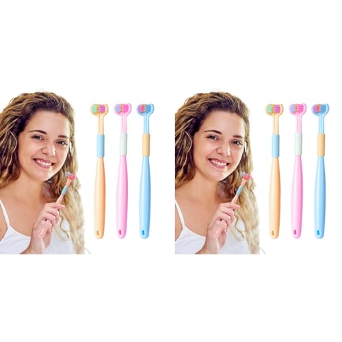 HANNEA® Toothbrush for Kids 6PCS Multi-sided Soft Bristles with Integrated Tongue Scraper Autism Dental Care