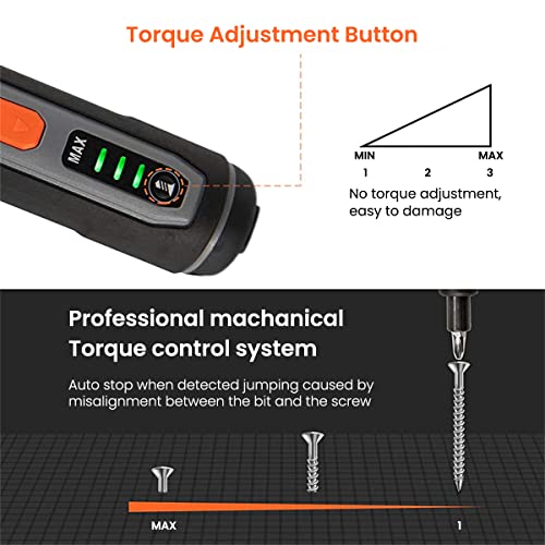 Verilux® Handheld Electric Screwdriver Kit - 4V Cordless Electric Screwdriver, LED Work Light, 26 pieces Screwdriver Bits, Screw Adapter, Tool Case, USB C Cable, Power Screwdriver(Grey)