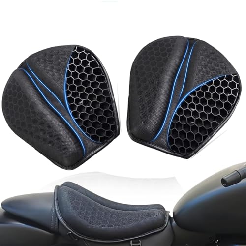 STHIRA® 2 Pcs Motorcycle Seat Cushion Gel Pads Detachable Bike Seat Cover with 3D Honeycomb Structure, High-Density Gel, Shock Absorption, Breathable, Durable & Foldable Design for Long Rides