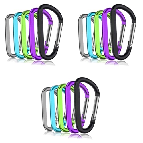 Proberos® 15PCS Carabiner 3.1 Inch Aluminum D-Ring Keychain Chain Lock Clip Hook Accessories Keychain Hiking Travel Kits for Outdoor Camping Fishing Home RV