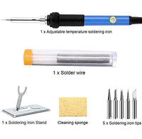 HASTHIP® Soldering Iron Kit, Electric Soldering Iron Set 60W 110V Adjustable Temperature Soldering Gun Welding Tools with 5pcs Different Tips and Solder Wire Tube (7PCS)