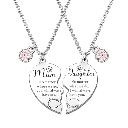 Venzina® Necklace for Women Matching Heart Pendent Mother Daughter Matching Necklaces Heartwarming Infinite Necklace with Gift Box Jewellery Birthday Mothers Day Gift for Mom from Daughter - 2 Pcs