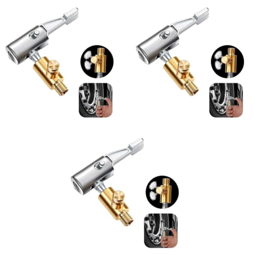 ZIBUYU® Universal Air Pump Nozzle for Inflator Lock On Chuck Tire with Release Valve Car Thread Adapter Portable No Leakage Replacement Hose 3 PCS