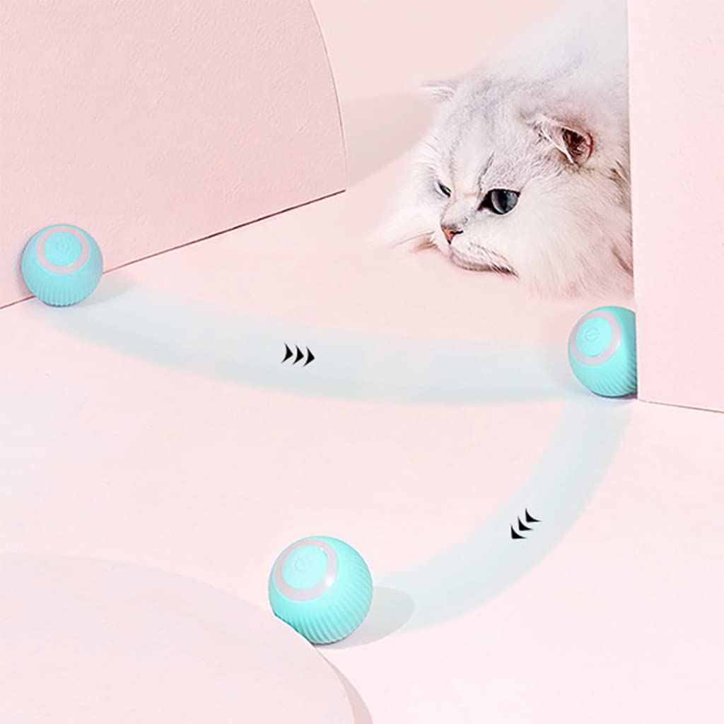 Qpets Smart LED 360¡ã Rotating Cat Toy Ball, Interactive Cat Toys Rechargeable Rotating Ball with LED, Cat Chasing Toy Automatic Rotating Smart Obstacle Avoiding Cat Chasing Toy