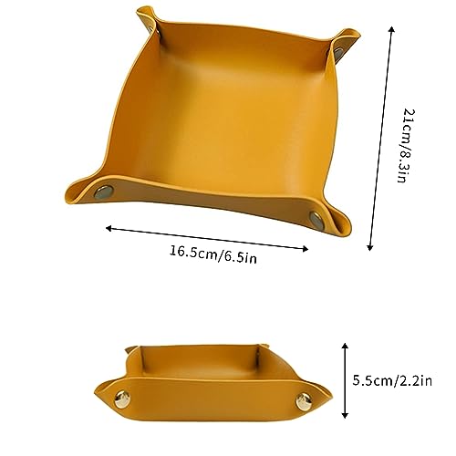 MAYCREATE® 3Pcs Leather Valet Tray Organizer, Jewelry Tray, Desk Organizer Leather Catchall Tray for Jewelry/Key/Sun Glasses/Watch/USB Cables/phone etc. For Travel, Home Or Office, Brown