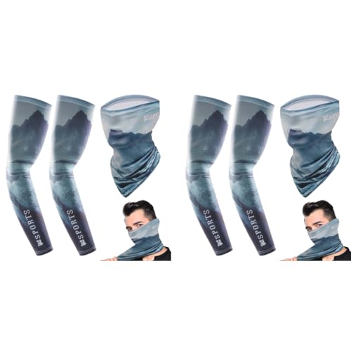 ZIBUYU® Neck Gaiter Bandana For Men Women Sun Protection CuvDhe UV Face Shield Multipurpose Balaclava Summer Kit Arm Guards Glacial Print 2PCS