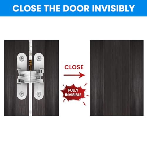 Serplex® 8Pcs Zinc Alloy Invisible Door Hinges for Wooden Doors & Cabinets, Rust-Resistant Embedded Folding Brackets, Concealed Hinges for Closet, Kitchen, Furniture Upgrade, Sleek Modern Look