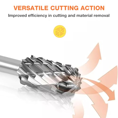 Serplex® Tungsten Carbide Rotary Burr Set for Dremel 30PCS Double Cut Carving Bits with 1/8 Inch Shank Tool Accessories for Woodworking Engraving Drilling Steel Metal