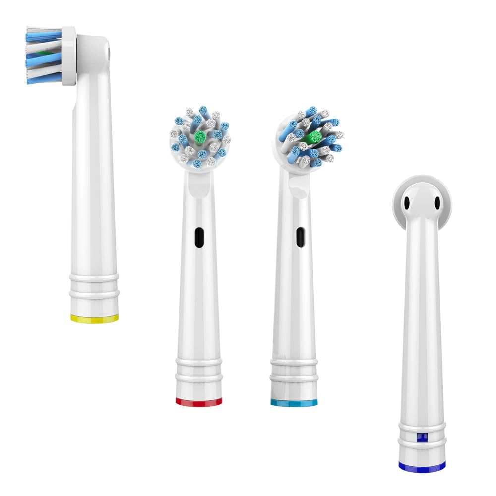 MAYCREATE Replacement Brush Heads for Oral B Electric Toothbrush featuring 16° Cross Action Bristles Pack of 8 | White Nylon
