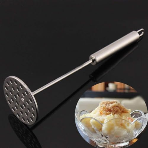 ZIBUYU® Potato Masher Stainless Steel, Professional Integrated Smasher for Kitchen Utensils& Quality Polish with Handle/Hanging, Perfect for Bean, Vegetable, Fruits, Avocado, Meat(Silver)