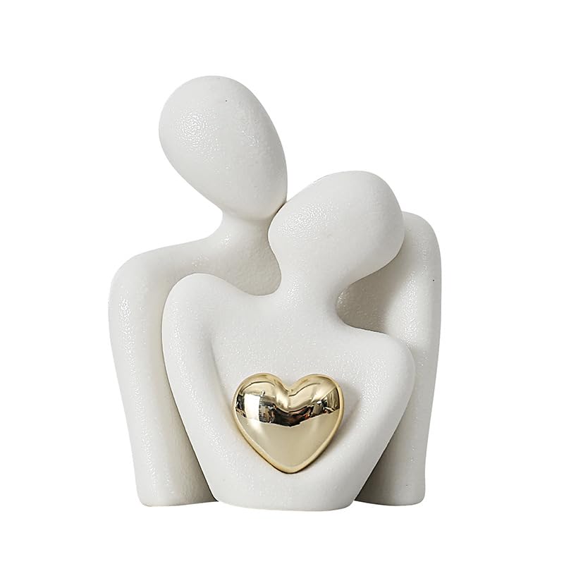 HASTHIP® Mini Couple Statue Decor Items for Living Room Couples Sculpture Knick Knacks Shelves-White