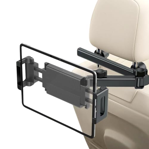STHIRA® Aluminum Alloy Car Tablet Holder Back Seat Headrest Mount for iPad mini Pro 4-13 Inch 360 Rotation Rear Pillow Phone Clamp Stand