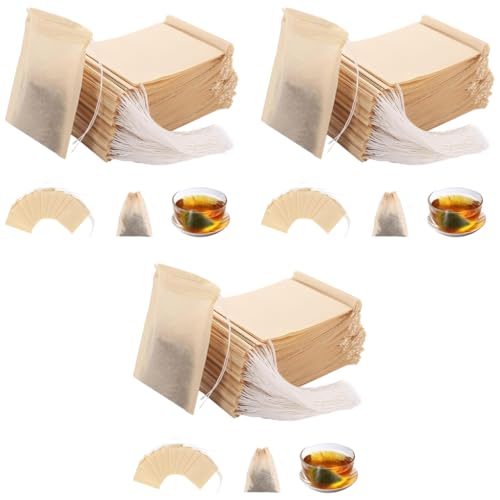 HASTHIP® Disposable Tea Filter Bags for Loose Tea Unbleached Wood Pulp Drawstring Leaking Proof Design Travel Portable for Water Bottle Pot Cups Mug Pack of 100 3PCS