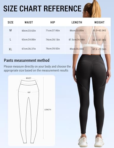 Venzina® Women's Legging Running Pants with Pocket, Stretchy Taceless Sport Leggings, Tummy Control & Butt Lifting, Full Length Fashion High-Waisted Leggings, Black-L