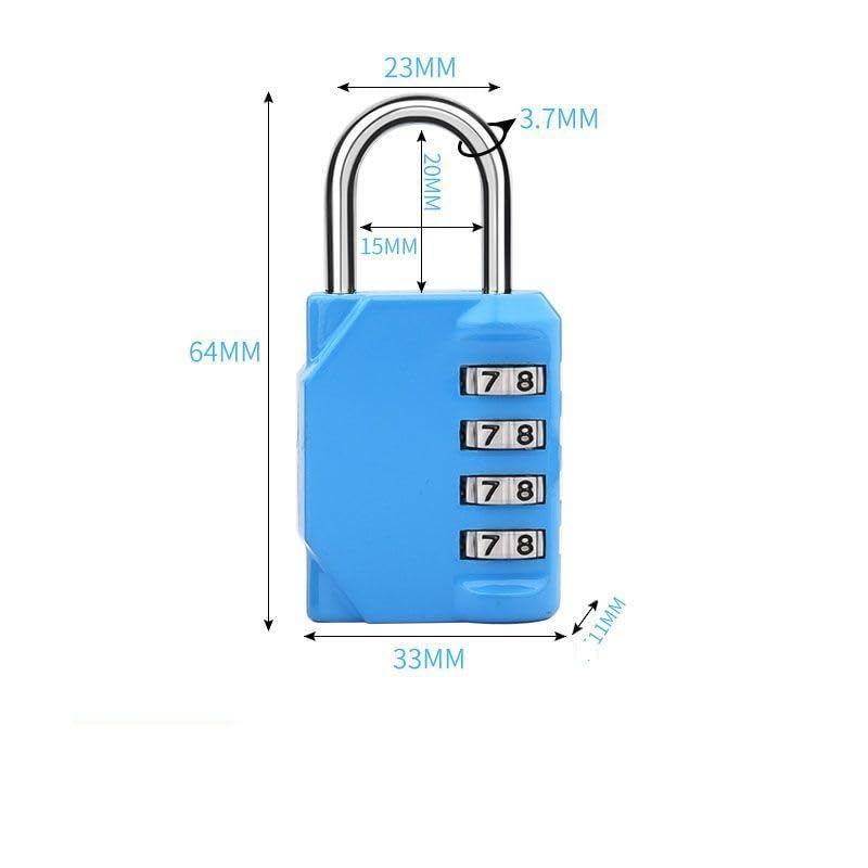HASTHIP® 4-Piece Household Cabinet Password Lock Waterproof Anti-Theft Password Padlock (Black+Silver+Blue+red)