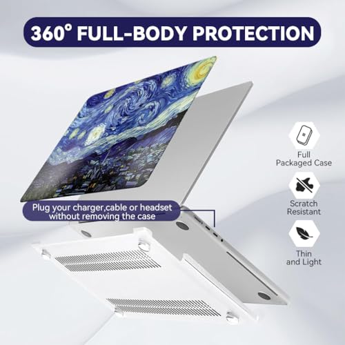 ZORBES® Compatible with MacBook Air 13.6 Inch A3240, Laptop Case Cover Fashion Starry Artistic Shell Case with Matching Keyboard Protective Stickers, Fits 2023 A2681 M2 2024 A3113 M3