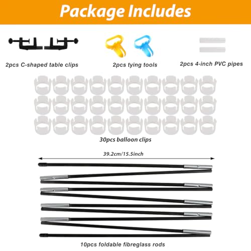 HASTHIP® Wedding Table Rubber Balloon Arch Stand Kit DIY Fiber Rod Floral for Party Wedding Birthday Festivals with Accessories Tools Set of 1 3PCS