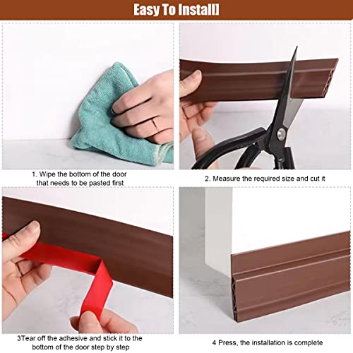 HASTHIP® 2 Pack Door Gap Filler Rubbe, Door Gap Sealing Strip, Dust and Noise Insulation Weather Stripping Strip Tape for Exterior & Interior Doors, 50mm in Width, 39'' Per One (Brown)