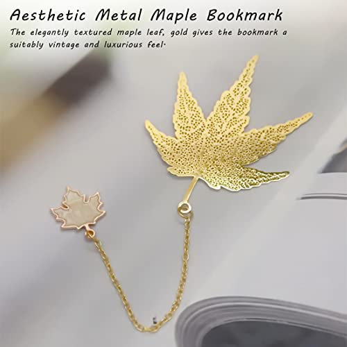 Supvox® Metal Maple Leaf Bookmark, Hollow Bookmarks for Reading Enthusiasts and Gifting, Bookmark Gift for Teachers Women Student, Mothers Day Christmas Valentine's Day Appreciation Gifts