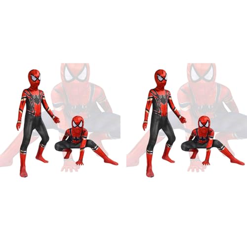 GUSTAVE® Down Spiderman Costume For Kids Boys 3D Prints Spider Man Set Breathable Super Hero Bodysuit For 3-7 Years Girls Gift Party Halloween Christmas Multicolor 2 PCS