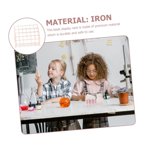 ZIBUYU® 3 Tier Metal Book Organizer Desktop File Holder for Documents Wire Book Shelf & Letter Sorter Durable Storage Rack for Books Mail Papers Home Office School Use, Pink