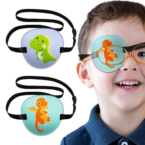 HANNEA® 2Pcs Pirate Eye Patches for Kids Fun Cartoon Single Eye Patches for Party 3D Contoured Eye Pads No Pressure Adjustable Single Eye Patches Eye Pad for Kids Teens Party Decor