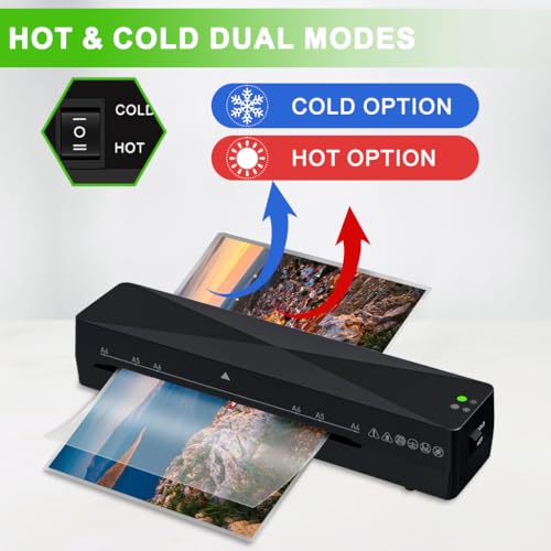 OFIFO® A4 Laminator Machine Plug-in Thermal Laminator, 115-145 °C Adjustable Temperature, Quick Preheat, Universal Laminating Machine for 3'' Photoes to A4 Size File