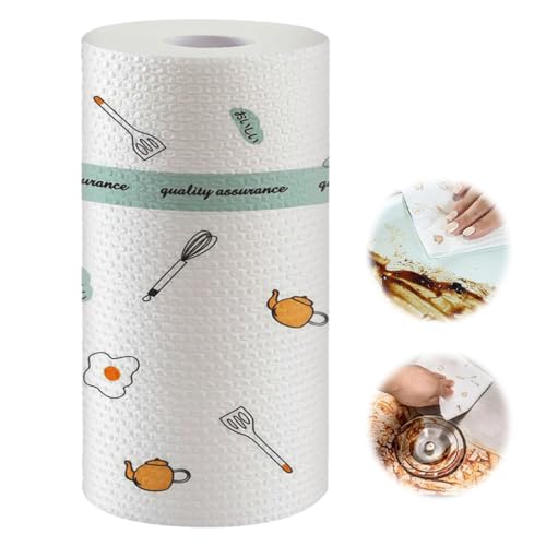 HASTHIP® Kitchen Paper Towels 25x25cm, Single Use Pre-Cut Paper Towels for Utility & Cleaning, Cute Printed Design Kitchen Multifunctional Kitchen Paper Towel, 165 Sheets Per Roll