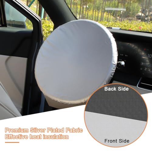 STHIRA® Car Steering Wheel Cover Sun Shade,Silver-Coated Cloth Car Wheel Cover for Blocking Sun & Heat,Universal 42cm for Cars Trucks Suvs dustproof-Silver