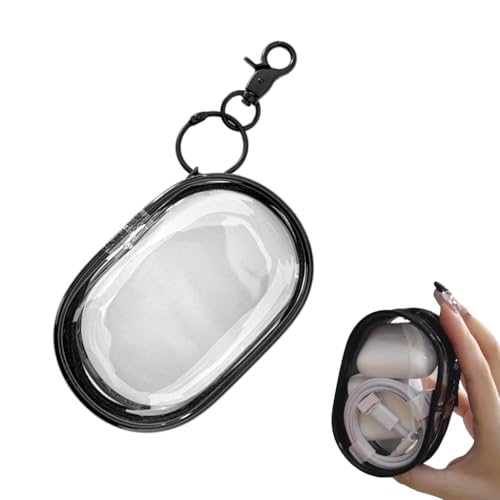 Supvox® Charging Cable Organizer Bag Charger Adapter USB Cable Storage Bag Clear PVC Zipper Storage Pouch with Lobster Buckle Travel Organizer Bag for Gadgets, Phone Accessories, 6.5x10.5cm
