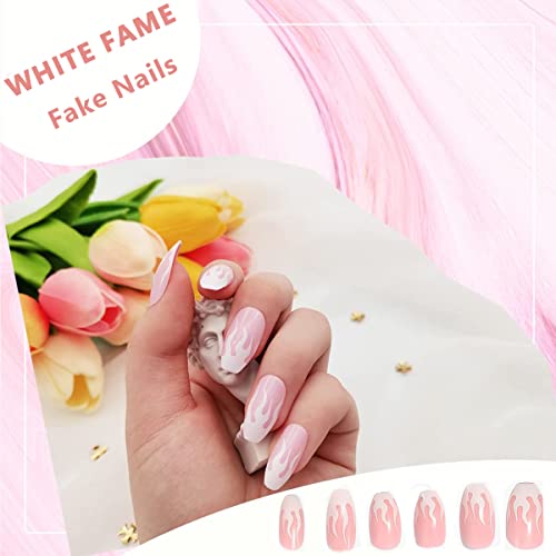 MAYCREATE® 24pcs Press-On Nails Creative French Nail Acrylic Press on Nail Fake Nails Full Cover Press On False Nails with Double Sided Adhesive Tabs, Almond Shape Press on Nail