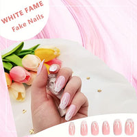 MAYCREATE® 24 pcs French Fake Nails,Plum Pink Press-On Gel Nails,Full Cover Press On False Nails with Double Sided Adhesive Jelly Tabs,Nail Art