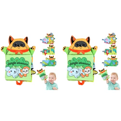 SNOWIE SOFT® Hand Puppet Cloth Books for Babies 0 to 3 Years Soft Toys Sensory Books 6-12 Months with 3D Touch Feel High Contrast Dimensional Early Educational Baby 2 PCS
