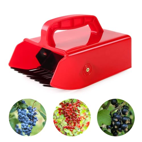 HASTHIP Metallic Berry Picker Comb & Rake - Plastic Blueberry Picker Scoop With Ergonomic Handl - Fruit Picker Tool - Blueberry Rake Scoop for Orchard - Easier Berry Picking for Blackberries & Cherry