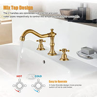 HASTHIP® Basin Tap, Full Brass Bathroom Sink Faucet with Hoses, Antique Mixer Hot and Cold Water Faucet, 8 inch 2 Handles 3 Holes Metal Faucet (Bronze)