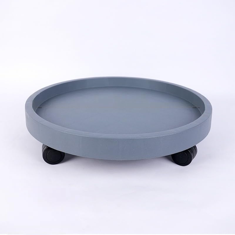 HASTHIP® 8.6'' Round Mobile Planter Tray with 4 Wheels, Rolling Plant Caddy Saucer, Resin Plant Stand with Smooth Casters for Indoor & Outdoor Use, Blue