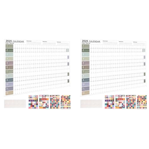 OFIFO® 2025 Planner Desk Pad Calendar with Motivational Stickers Table Year Large Size 29x20 Poster Study Home Decoration Items 2PCS