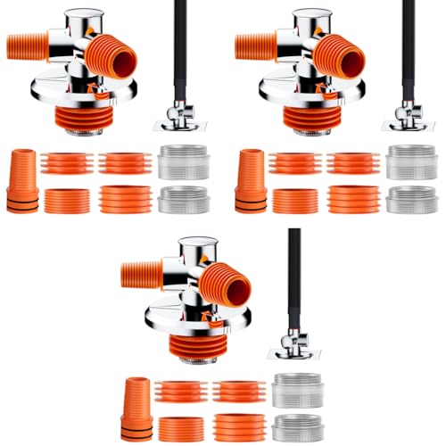 HASTHIP® Washing Machine Drainage Adaptor Plastic Triple Inlet Floor Drain Connector with Anti-Odor Gravity-Control Valve Multi Interchangeable Adapters Anti Clogging Pests for Kitchen Sink 3PCS