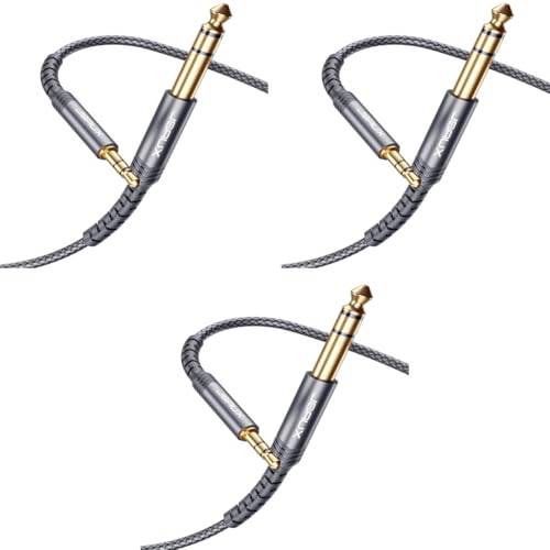 JSAUX® 3.5mm to 6.35mm Stereo Audio Cable 3.9FT 1/4 Inch Male to 1/8 Inch Male TRS Bidirectional Jack for Guitar iPod Laptop Home Theater Devices Speaker Amplifiers 3PCS