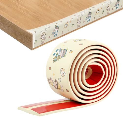 HASTHIP 200cmx8cm Corner Protector Child-proof Edge Protector Cartoon Print Self Adhesive Baby Proofing Edge Corner Protector Guard Removable Soft Bumper for Furniture, Table, Door Frame
