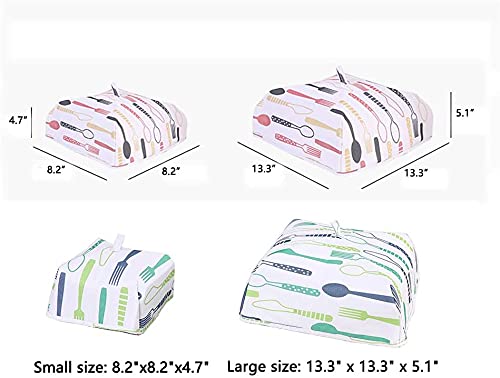 ELEPHANTBOAT Food Cover Set for Kitchen and Outdoor Use featuring Foldable Mesh Tent | 4 Pack 13.3x13.3x5.1 in and 8.2x8.2x4.7 in with Aluminium Foil Layer